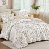 WONGS BEDDING Comforter Set King Size, 8 Pieces Brown Floral Botanical Comforter Sets, Bed in a Bag Soft Lightweight Microfiber Bedding Sets for All Seasons (90"x104") WONGS BEDDING