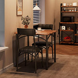 SLEKVERSA 3-Piece Dining Table Set for 2, Kitchen Table Set with 2 Upholstered Chairs, Square Dining Table Set for Apartment, Studio, Small Space, Brown SLEKVERSA