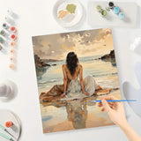 Beach Sunset Lady Paint by Numbers Kit for Adults - DIY Woman with Flowing Dress Painting on Canvas 16x20in, Frameless Acrylic Paint Set, Relaxing Artwork for Wall Decor or Present Share Young