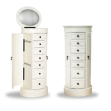 Hives & Honey Bailey Oval Standing Jewelry Armoire Cabinet, Jewelry Storage Organizer with Mirror Lid, 2 Side Doors, 7 Drawers, Jewelry Chest, Jewelry Box for Necklace, Earring, Bracelet, Ivory Hives and Honey