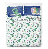 Jay Franco Kids Comforter Set Includes Sheets and Pillow Covers - Soft and Cozy Bed Set for Stylish Room Decor, Blue - Minecraft 02, 7 Piece Queen Bedding Jay Franco