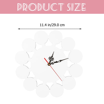 TEHAUX Sublimation Wall Clock Round Wall Clock Sublimation Clock Blank Sublimation Alarm Clocks Heat Press Blank Clock Non-Ticking Wall Clocks 3D Wall Clock Child Puzzle Hot Pressing