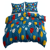 Blue Duvet Cover Set Small Single Size, 2-Piece Reversible Bedding Set, Brushed Microfiber Bedding with Zipper Closure & Corner Ties, Soft Breathable Minimalist Plants Fresh Flowers Duvet Cover Generic