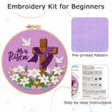 Nuberlic Lily Pattern Embroidery Kits for Beginner Adults, Cross Stitch Starter Kit with Embroidery Hoop Needles Threads Instruction -Easter Jesus