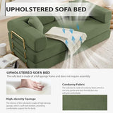 Vanress Convertible Folding Sofa Bed, Modern Futon Sleeper Sofa Fold Out Couch Bed with Gold Fixed Frame, Modular Floor Sofas Comfy Corduroy Boneless Couches for Living Room (78" Green) Vanress