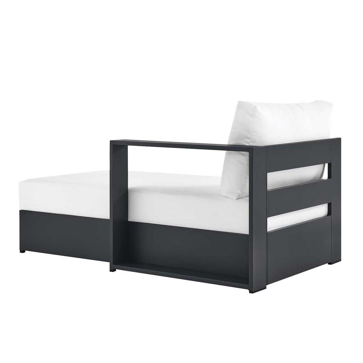 Modway Tahoe Powder-Coated Aluminum Outdoor Chaise Lounge in Gray White with Weather-Resistant Cushions, Modular Right-Facing Patio Lounger for Pool Furniture or Sectional Sofa Set Modway