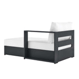 Modway Tahoe Powder-Coated Aluminum Outdoor Chaise Lounge in Gray White with Weather-Resistant Cushions, Modular Right-Facing Patio Lounger for Pool Furniture or Sectional Sofa Set Modway