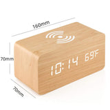 CMIITallki Multifunctional LED Digital Alarm Clock Desktop Charging Clock 12/24H Display Unique Home Decoration Bedroom Living Room Office Electronic Wooden Alarm Clock and CMIITallki