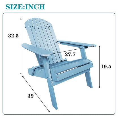 Adirondack Chair,Folding Wooden Lounger Chair，All-Weather Chair for Fire Pit/Garden/Fish with 250lbs Duty Rating，Turquoise - WoodArtSupply