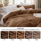 Bedsure Brown Duvet Cover Queen Size - 3 Pieces Prewashed Cotton-Like Extra Soft Bedding Set, Includes 1 Duvet Cover 90x90 Inches with Zipper Closure & 2 Pillow Shams, Comforter Not Included