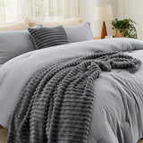 Bedsure Full Comforter Set 5 Pieces - Bed in a Bag with Fleece Throw Blanket and Decorative Pillow, Lightweight Bedding Comforter Sets, All Season Bedding, Dark Grey Bedsure