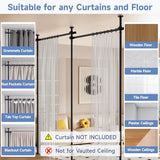 Room Divider Curtain Rod No Drilling Wall Divider for Room Partition, 28-114'' Wide Portable Metal Room Divider Panel Separation Curtain Stand, Heavy Duty No Drill Curtain Rods for Space Separator HOMSCREENER