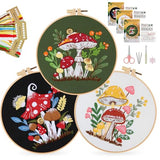 SunorthLife Embrodiery Kit for Beginners, Embrodiery Starter Sets for Adults Including Embrodiery Patterns, Threads, Needles, Hoop (Mushroom)