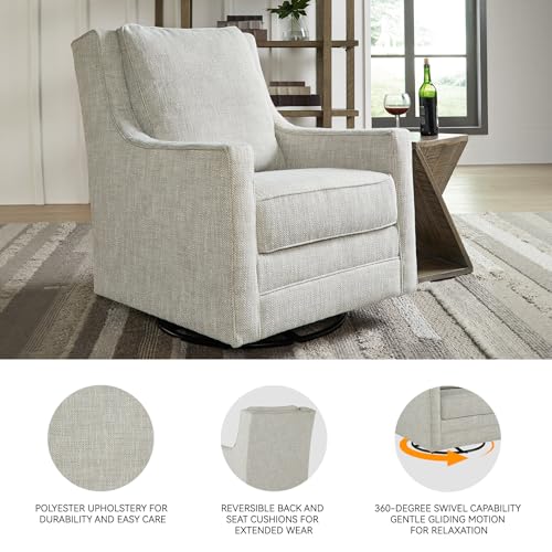 Signature Design by Ashley Kambria Casual Upholstered Swivel Glider Accent Chair, Gray Signature Design by Ashley