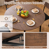Giantex 5-Piece Dining Table Set for 4, 43.5" Round Kitchen Table and 4 Upholstered Dining Chairs with Drop Leaf Tabletop, Sturdy Metal Frame, Space Saving Farmhouse Dinette Set for Dinette Dinner Giantex