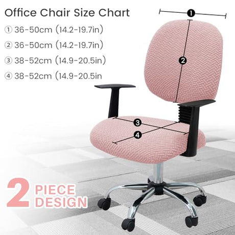 MIFXIN Computer Office Chair Cover Stretch Elastic Slipcover 2 Piece Stretchable Knitted Universal Computer Chair Seat Cover Furniture Protector for Office Home (Jacquard Pink) MIFXIN