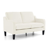 VINGLI Loveseat Mid-Century Modern Loveseat Sofa Couch 53" Wide 2 Seater Sofa Couch Love Seat with Scooped Armrest for Small Spaces, Living Room, Dorm, Bedroom, Apartment (Creamy White) VINGLI