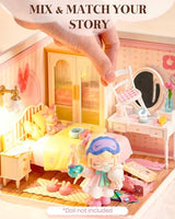 Rolife Super Creator Kits Pink Bedroom, Tiny House Building Blocks for Little Dolls, DIY Plastic Mini House Model Building Kits for Teens Aged 14+, DIY Crafts/Hobbies for Adults (Lovely Pink Bedroom)