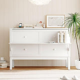 Jintop Queen Size Murphy Bed Chest,Cabinet Hideaway Bed with USB Port and Removable Shelves on Each Side,Wood Wall can be Folded,Platform Bedframe for Kids Bedroom,Student Dorms,White Jintop