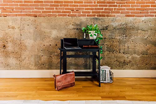 OneSpace Lennox Hutch Computer Desk, Small Desk for Home Office, Compact Writing Desk, Black OneSpace