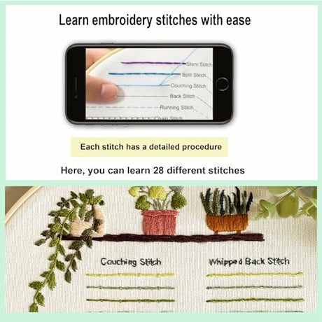 Myfilicity Embroidery Beginners Stitch Practice kit, 3 Embroidery Starter Kits, Learn 30 Different Stitching Techniques for Craft Enthusiasts to Hand-Stitch Fabric and Learn Embroidery Skills… Myfelicity