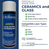 Brilliance Laser Inks Ceramic and Glass Black Marking Spray - 12oz Aerosol Marks on Ceramics and Glass. Aerosol for Fiber, YAG, Diode, and CO2 Laser Engraver Machine, BLI420 BRILLIANCE LASER INKS