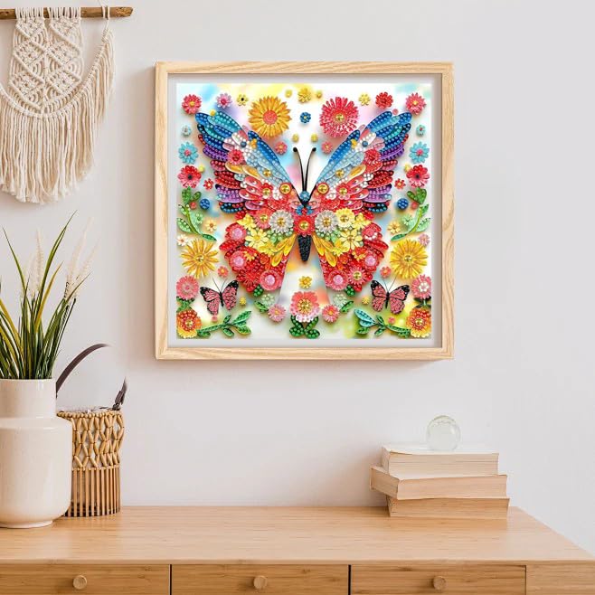 CraftCraze Diamond Painting Adult Kits, Diamond Art Kits for Beginners, DIY Butterfly Full Drill Diamond Painting for Home Wall Decoration 11.8 x11.8 inches CraftCraze