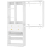 Besiost Closet System - 5FT Small Closet System with Drawers, 60" Closet Organizer System with Reversible Hanging Shelving, Closet Systems for Small/Walk-in Closets, White Besiost