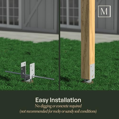 Mayne No Dig Ground Anchor - 3.75in x 2.88in x 26.75in - Includes Lag Bolts (5) & 20″ Rebar (1) - Galvanized Steel (580D) Mayne