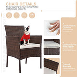 Shintenchi 4 Piece Outdoor Patio Furniture Set, Wicker Rattan Patio Conversation Set, Outdoor Chairs and Loveseat with Coffee Table for Porch, Yard & Poolside (Brown) Shintenchi