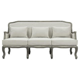 Acme Furniture Upholstered Sofa with Nailhead Trim, Cream and Brown Acme