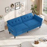 IDEALHOUSE 89" Futon Sofa Bed, Convertible Sleeper Sofa with Adjustable Backrest & Armrest, Modern Futon Couch Bed, Loveseat Sleeper for Living Room Bedroom Apartments, Blue IDEALHOUSE