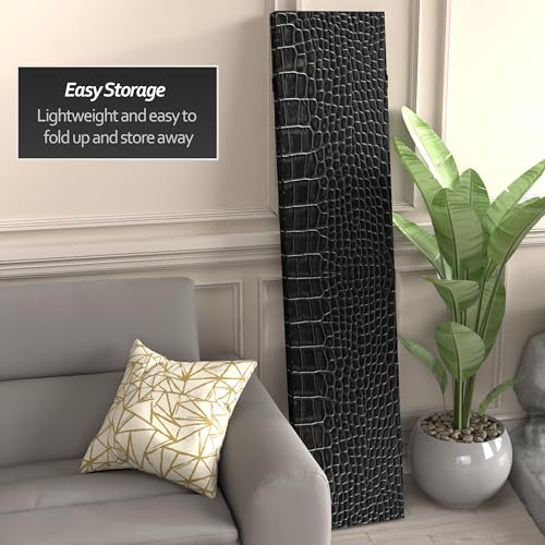 Red Lantern 6 ft. Tall Double Sided Black Crocodile Print Canvas Room Divider 3 Panel Freestanding Folding Privacy Screen Partition and Separator for Modern and Contemporary Bedroom Home Office Studio Red Lantern