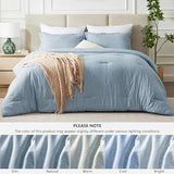 CozyLux Full Size Comforter Set - 3 Pieces Blue Soft Luxury Cationic Dyeing Bedding Comforter for All Season, Breathable Lightweight Fluffy Bed Set with 1 Comforter and 2 Pillow Shams CozyLux