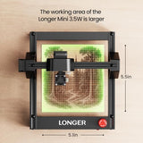 LONGER RAY5 Laser Engraver 3500mW High Precision 0.04 * 0.04mm Mini Laser Cutter and Engraving Machine 130x140mm Working Area for Wood Metal Acrylic Glass Longer