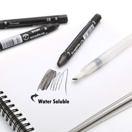 dainayw Graphite Stick Set - Water Soluble - 4B 6B 10B, Art Drawing Supplies for Sketch & Shading Pencils, Artist Sketching - 3 Pcs dainayw