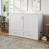 AFI, Southampton Murphy Bed Chest Full with 6" Mattress, Built-in USB Charger & Storage Drawer, White AFI