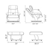 Pemberly Row Contemporary White Leather Swivel Recliner with Matching Ottoman Pemberly Row