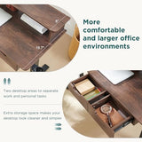 RedLemon 60 Inches L Shaped Electric Standing Desk, Height Adjustable Corner Gaming Desk with Drawers, Keyboard Tray, Power Outlets & LED Lights, Computer Desk with Monitor Shelf, Dark Walnut RedLemon