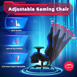 ECOTOUGE PC Massage Gaming Chair with Footrest Ergonomic Office Desk Chair Racing PU Leather Recliner Swivel Rocker with Headrest and Lumbar Pillow, Blue ECOTOUGE