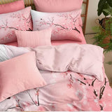 CCoutueChen Japanese Bedding Set King Size,Pink Flower Comforter Set 3Pcs Cherry Blossom Quilted Bed Set with 2 Pillowcases for Girls Women, All Season(104"x90") CCoutueChen