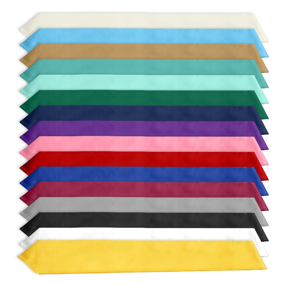 Plain Graduation Stole, Graduation Stole Class of 2025, White Graduation Sash, Classic End With Trim Unisex Adult 70" Graduation Stole for Academic Commencements Slergut