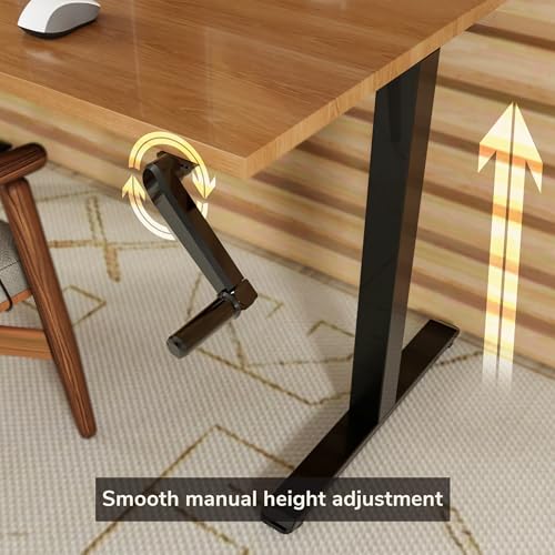 Mount-It! Manual Standing Desk Frame with Hand Crank, Adjustable Height Sit-Stand Desk Base for 48–72 Inch Tops, 132 lb Capacity, Power-Free Ergonomic Frame, Black (Frame Only) Mount-It!