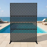 Metal Privacy Screen Outdoor, 72" h×47" w Balcony Patio Privacy Screen, Freestanding Privacy Fence, Decorative Panel, Patio Room Divider for Garden, Balcony, Deck Garvee