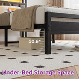 HOJINLINERO Twin Bed Frame with Charging Station & LED Lights,Storage Upholstered Headboard,Metal Bed Frame Twin Size Bed Frames No Box Spring Needed,Mattress Beds Base,Heavy Duty Steel Slats,Black HOJINLINERO