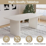 RGZ 71" Modern Cream White Oval Kitchen Table, Dining Table for 4-6 People, Easy to Assemble Accent Oval Dinner Room Table with White Ripple Legs for Home, Apartment, Dining Room, Kitchen RGZ