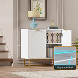 Scurrty Set of 2 31.5'' Sideboard Buffet Cabinet with Storage, Top Weight Capacity 150lbs Sideboard Storage Cabinet with Doors and Adjustable Shelf, Accent Cabinet for Living Room, Kitchen, White Scurrty