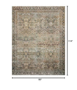 Loloi Layla Collection LAY-03 Olive/Charcoal 7'-6" x 9'-6" .13" Thick Area Rug, Soft, Durable, Vintage Inspired, Distressed, Low Pile, Non-Shedding, Easy Clean, Printed, Living Room Rug Loloi