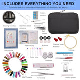 100 PCS Complete Embroidery Stitch Book Kit with Includes Step-by-Step Instructions, Hoops, Threads, Needles & Fabric, All-in-One Portable Starter Set for Adult Beginners & DIY Craft Enthusiasts