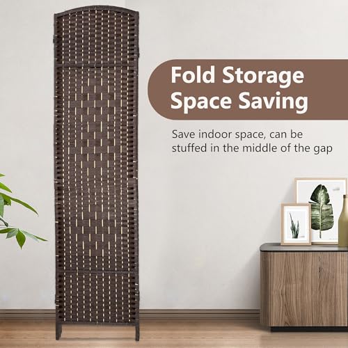 FDW Room Divider 6FT Wooden Screen Folding Privacy Screens Portable Wall Dividers for Home Office Bedroom, Dark Brown FDW